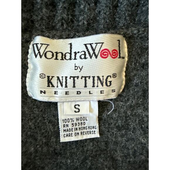 VTG Wondrawool by Knitting Needles Gray Wool Cardigan Sweater Women’s Size S - Picture 7 of 8